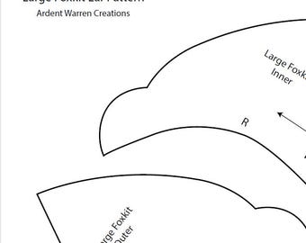 Patrón de orejas Foxkit grande para hacer orejas de disfraz de piel sintética / Patrón imprimible
