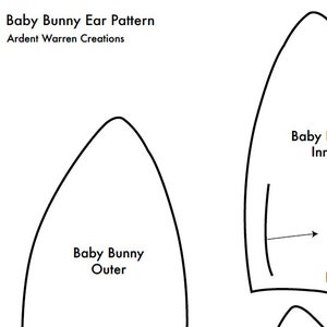 Standing Baby Bunny Ear Pattern for Making Faux Fur Costume Ears