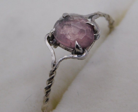 Minimalist pink tourmaline.925 sterling silver rings