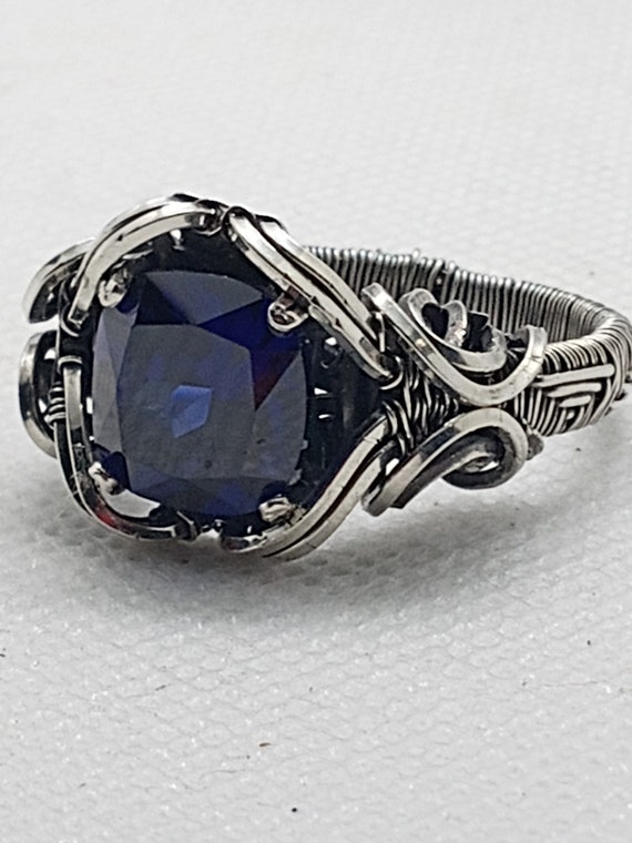 Natural sapphire .925 sterling silver ring, solid silver