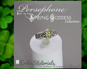 Persephone, The Spring Goddess Collection, wire wrapping rings tutorial