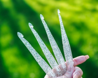 Glitter Resin Crochet Hook: Ergonomic Birthstone Diamond, Handmade by Ophire Co