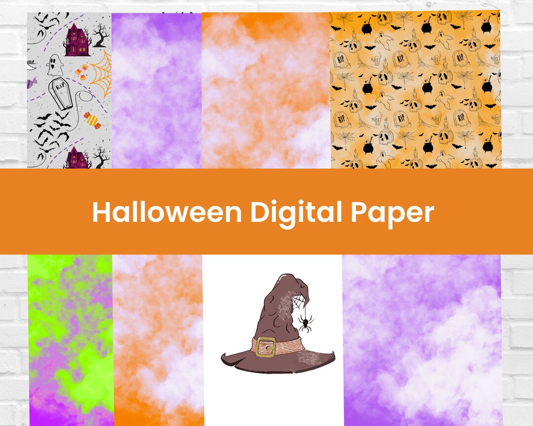 Halloween Digital Paper Pack, Spooky Watercolor Scrapbook Paper ...