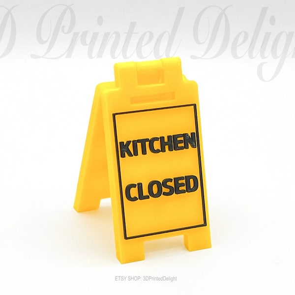 KITCHEN CLOSED - Mini Floor Sign - Custom Colors - 3D Printed