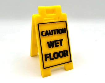 CAUTION WET FLOOR - Mini Floor Sign - Custom Colors - 3D Printed