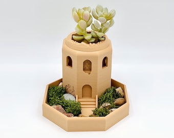 Castle Planter Pot - for Succulent, Air Plant, Cactus - Custom Colors - 3D Printed