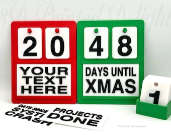 Custom Countdown Board - Personalized Year-Round Holiday and Event Countdown- Project Tracker - Customizable Colors & Text - 3D Printed