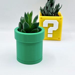 Super Mario Inspired Pipe Succulent Planter Pot with Drain Hole & Saucer - 3D Printed