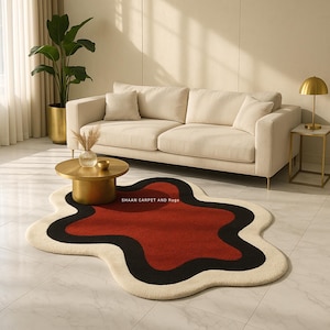 Handmade Amoeba Rug: Modern Abstract Sculpted Wool Carpet
