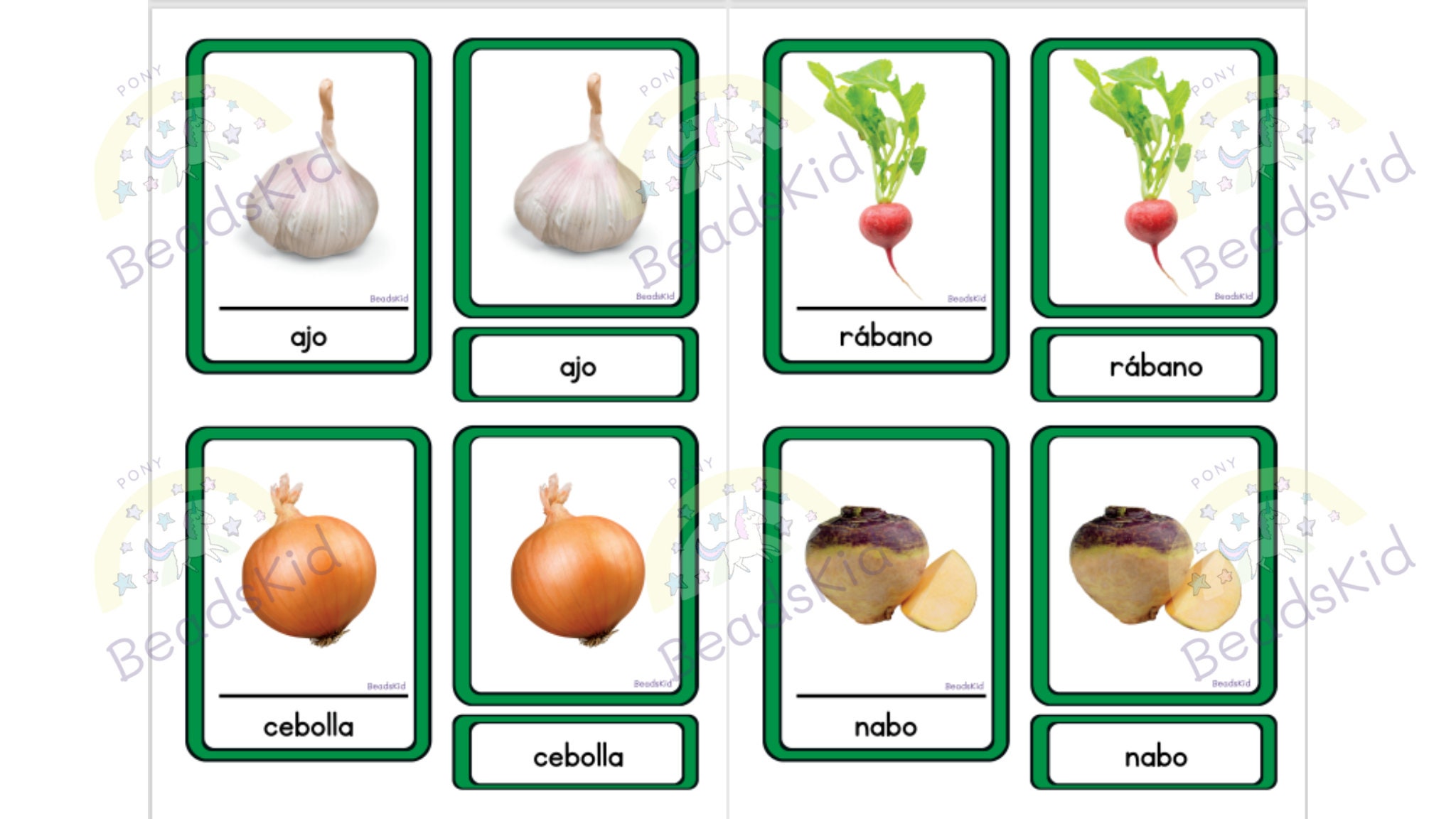 Montessori 3 Part Cards English or Spanish Root Vegetables Etsy