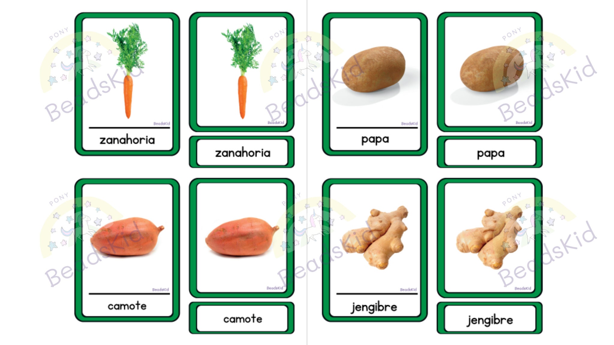 Montessori 3 Part Cards English or Spanish Root Vegetables Etsy