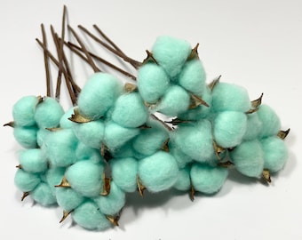 Dried Cotton | Green | 10 Stems | Flower Cotton | Natural Dried Flowers | Decorative Cotton Flower