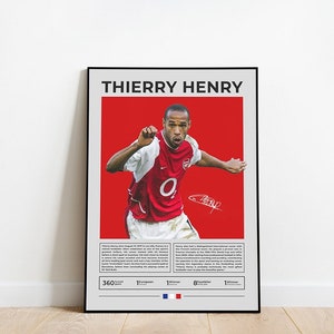 Thierry Henry Poster, Voetbalspeler Poster, Voetbalkunst aan de muur, Voetbalcadeau, Arsenal Poster, Voetbalmuurkunst, Sportposter