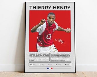 Poster Thierry Henry, poster joueur de football, art mural football, cadeau football, poster Arsenal, art mural football, poster sport