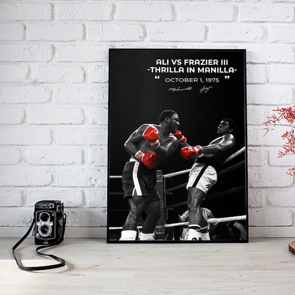 Muhammad Ali vs. Joe Frazier lll, bokskunstwerk, bokscadeau, sportposter, sportposter, sportkunstwerk