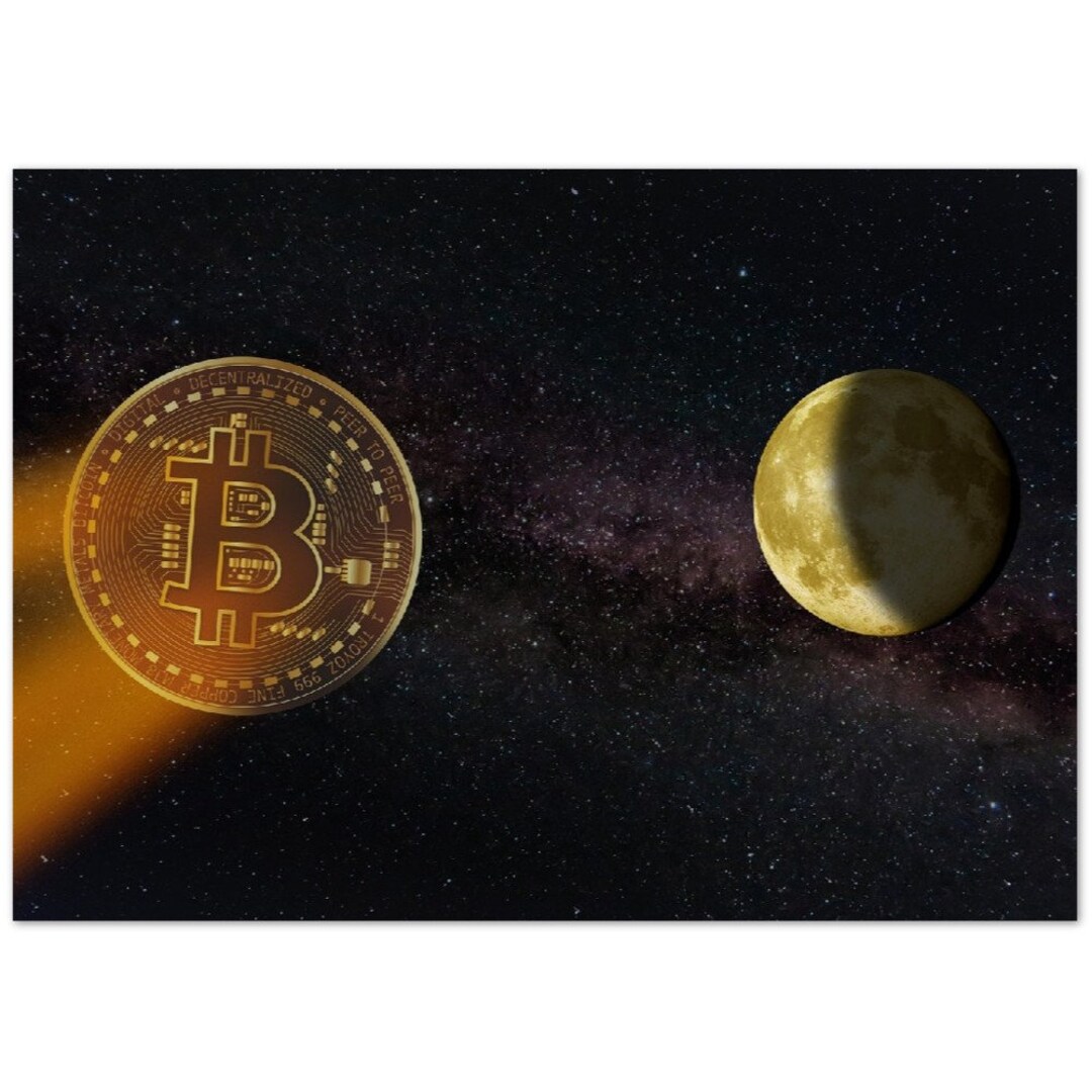 Bitcoin a la luna, criptomoneda, arte mural, decoración financiera - Etsy  España