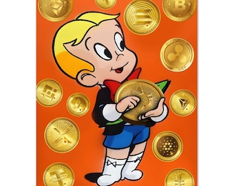 Krypto Wandkunst, Finanzgeschenke, Bitcoin, Kryptowährung Dekor