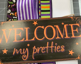 Crafty gift set, Wreath supply kit, welcome my pretties wreath kit, DIY Halloween wreath, Halloween crafts, how to instructions