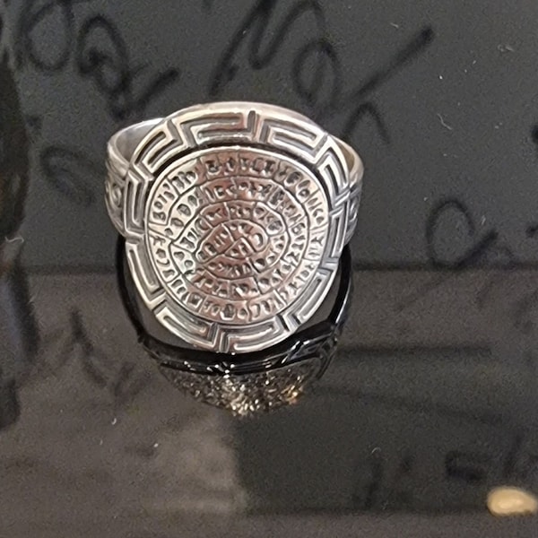 Silver Faistos discus ring , silver greek ring , silver ancient style ring , silver Cretan ring, ancient greek silver ring , statement ring1