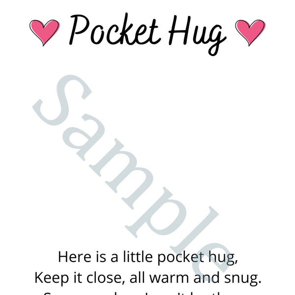 Pocket Hug Instant Download Printable Card Template Make and Sell Your own Cute Digital PNG Gift