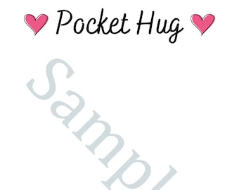 Pocket Hug Téléchargement instantané Modèle de carte imprimable Créez et vendez votre propre cadeau PNG numérique mignon