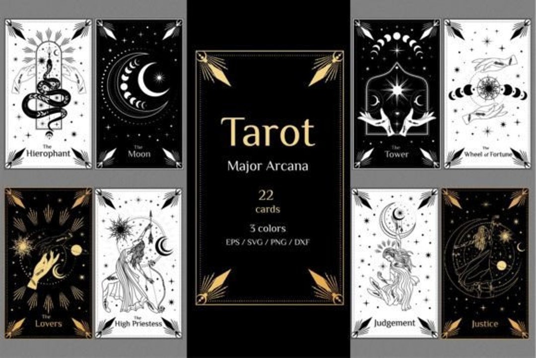 Tarot Major Arcana 22 DIGITAL PRINTABLE Cards Svg/png/dxf/eps 3 Colors