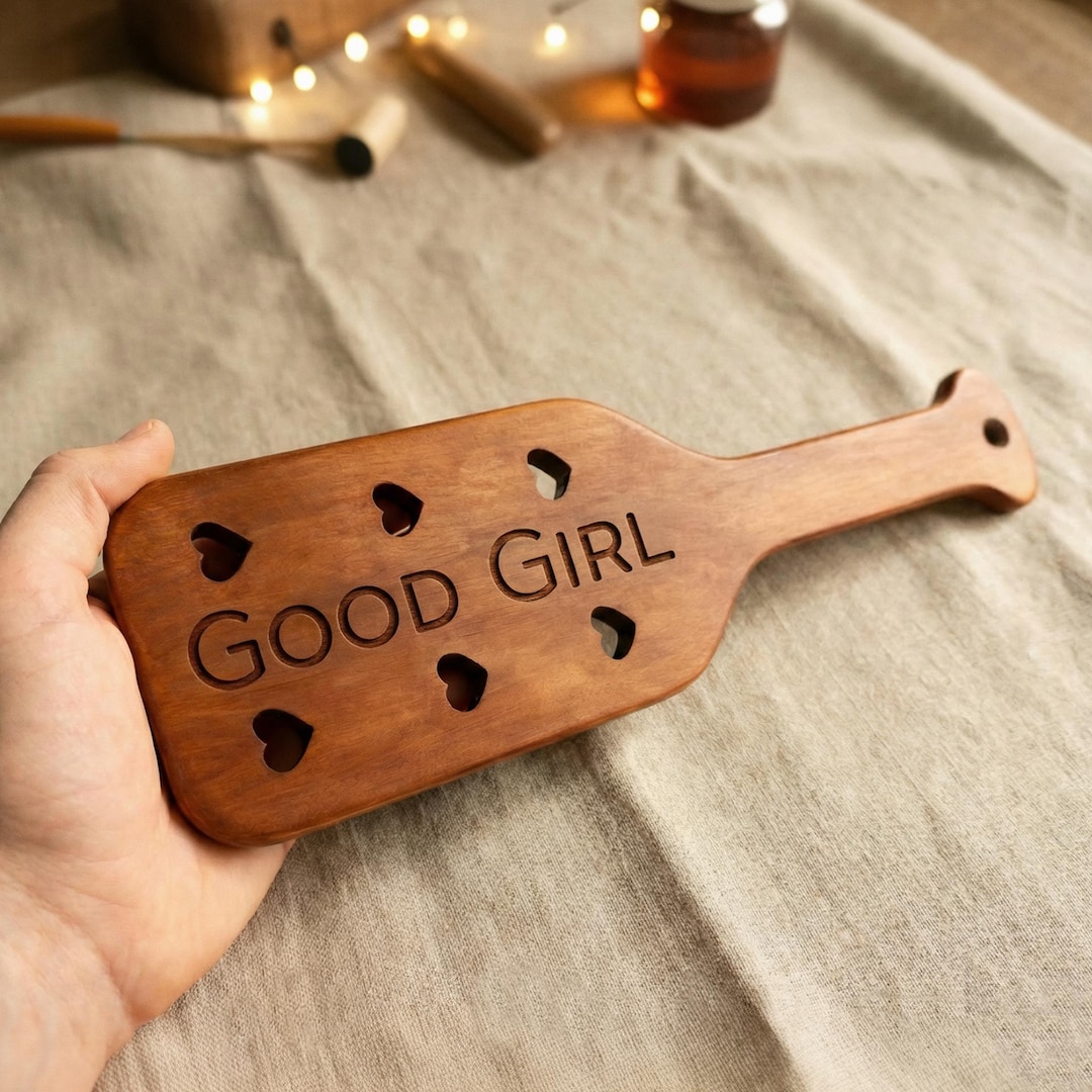Personalized Wooden Spanking Paddle, Custom Engraved Wood BDSM Paddle With Heart Cutouts, Handcrafted Impact Toy Kink Gift for Good Girl - Etsy