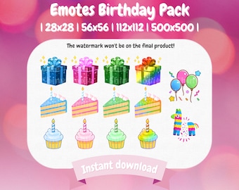 14 Twitch Emote Pack - Happy Birthday - Anniversary - Happy Bday - Celebration