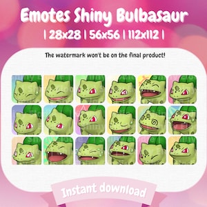 18 Twitch Emotes Pack - Shiny Bulbasaur