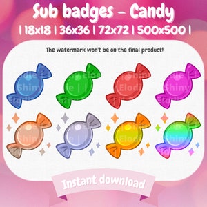 8 Twitch Sub Badges - Candy | Twitch | Discord | Streaming | Cute | Bit badges