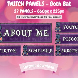 Twitch Panels - Goth Bat | Twitch Panels Set | Twitch Panels Bundle | Panels for Twitch
