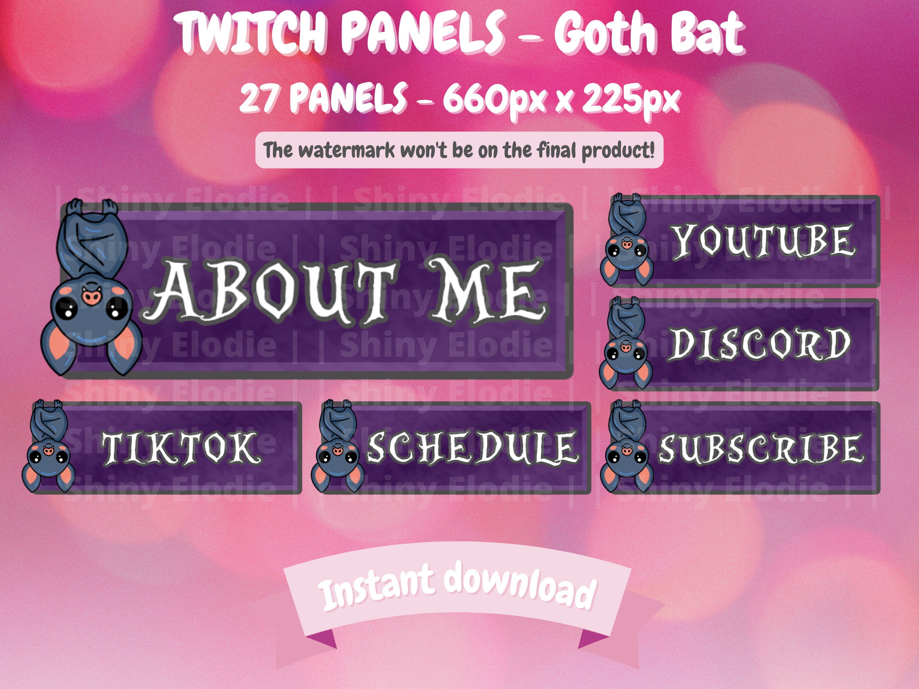 Twitch Panels - Goth Bat | Twitch Panels Set | Twitch Panels Bundle ...
