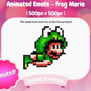 Twitch Animated Emote - Frog Mario | Dance | Cute | Mario | Discord | Twitch | Streaming | Pixel art