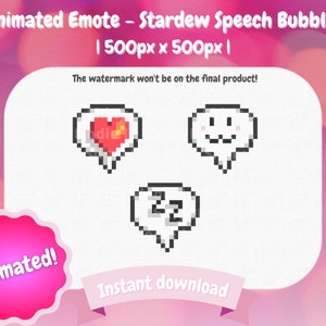 Twitch Animated Emote - 3 Stardew Valley Speech Bubbles (Heart, Cute, Sleep)