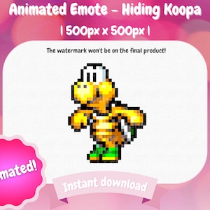 Twitch Animated Emote - Hiding Koopa | Cute | Mario | Discord | Twitch | Streaming | Pixel art