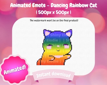 Twitch Animated Emote - Cute Rainbow Rave Dancing Cat