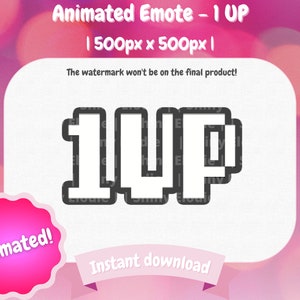 Twitch Animated Emote - 1 UP | Cute | Mario | Discord | Twitch | Streaming | Pixel art