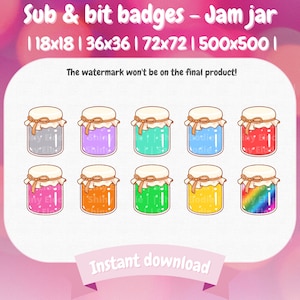 Peut inclure: Neuf illustrations de pots de confiture colorés de différentes tailles, notamment 18x18, 36x36, 72x72 et 500x500 pixels. Les pots sont remplis de confitures de différentes couleurs et ont un couvercle brun avec un ruban.