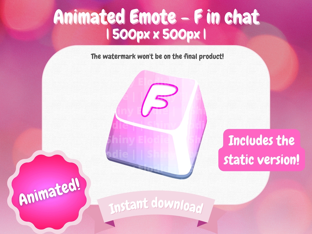 Twitch Animated + Static Emote - F in Chat | Cute | Pink | Gaming ...