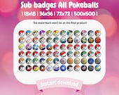72 Twitch Sub Badges - Complete Pokeballs Pack