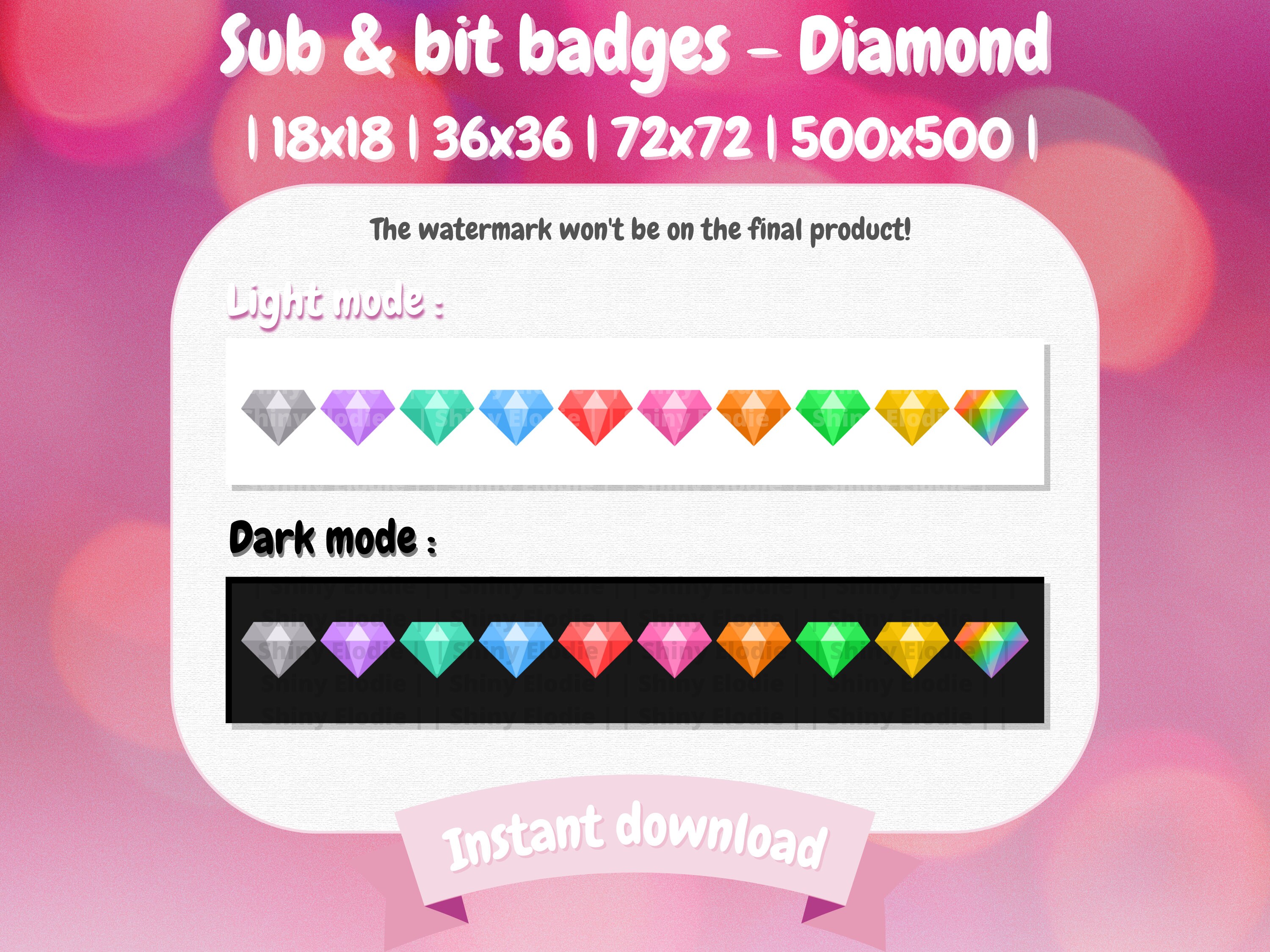 10 Twitch Sub and Bit Badges - Diamond | Twitch Badges | Twitch Bits ...
