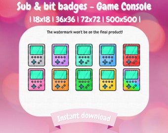 10 Twitch Sub and Bit Badges - Game Console | Twitch Badges | Twitch Bits | Cute sub badges | Cute bit badges