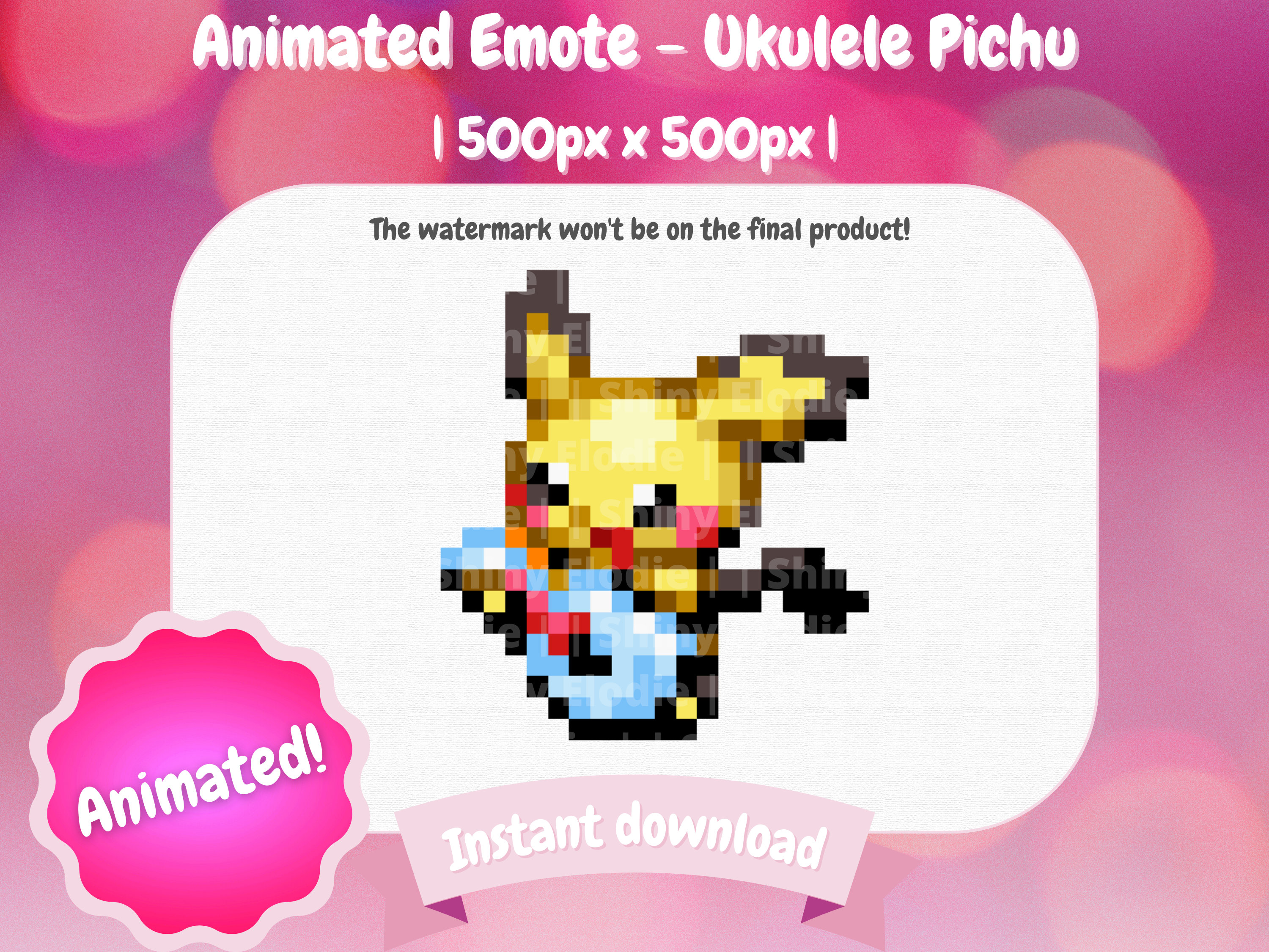 Twitch Animated Emote - Ukulele Pichu | Pokemon | Dance | Streaming | Discord | Gaming |