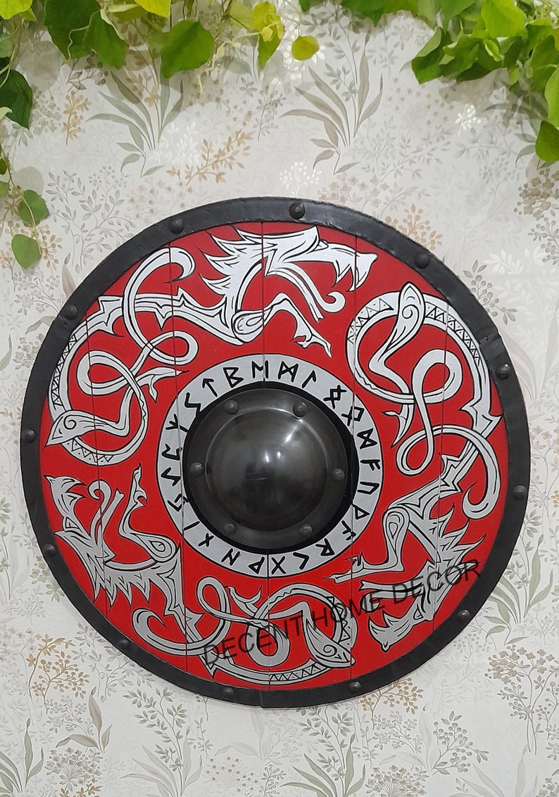 Valhalla Fenrir Relief Authentic Battleworn Viking Shield/ Wall Decor
