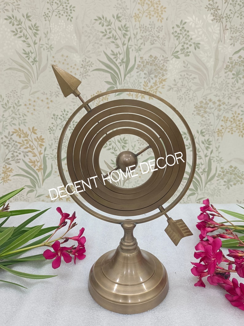 Brass Armillary Sphere With Sundial Arrow Nautical Maritime Astrolabe