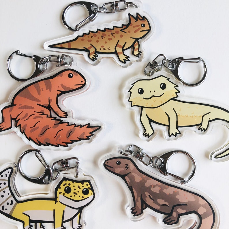 Lizard Keychains Reptile Cute Animal Lizards Bearded Dragon Keychain