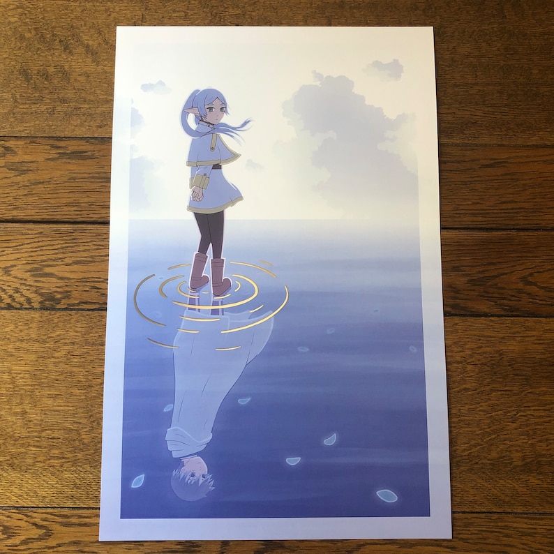 Elf Mage Frieren Silver Foil Large Art Print Anime Beyond Journeys End ...