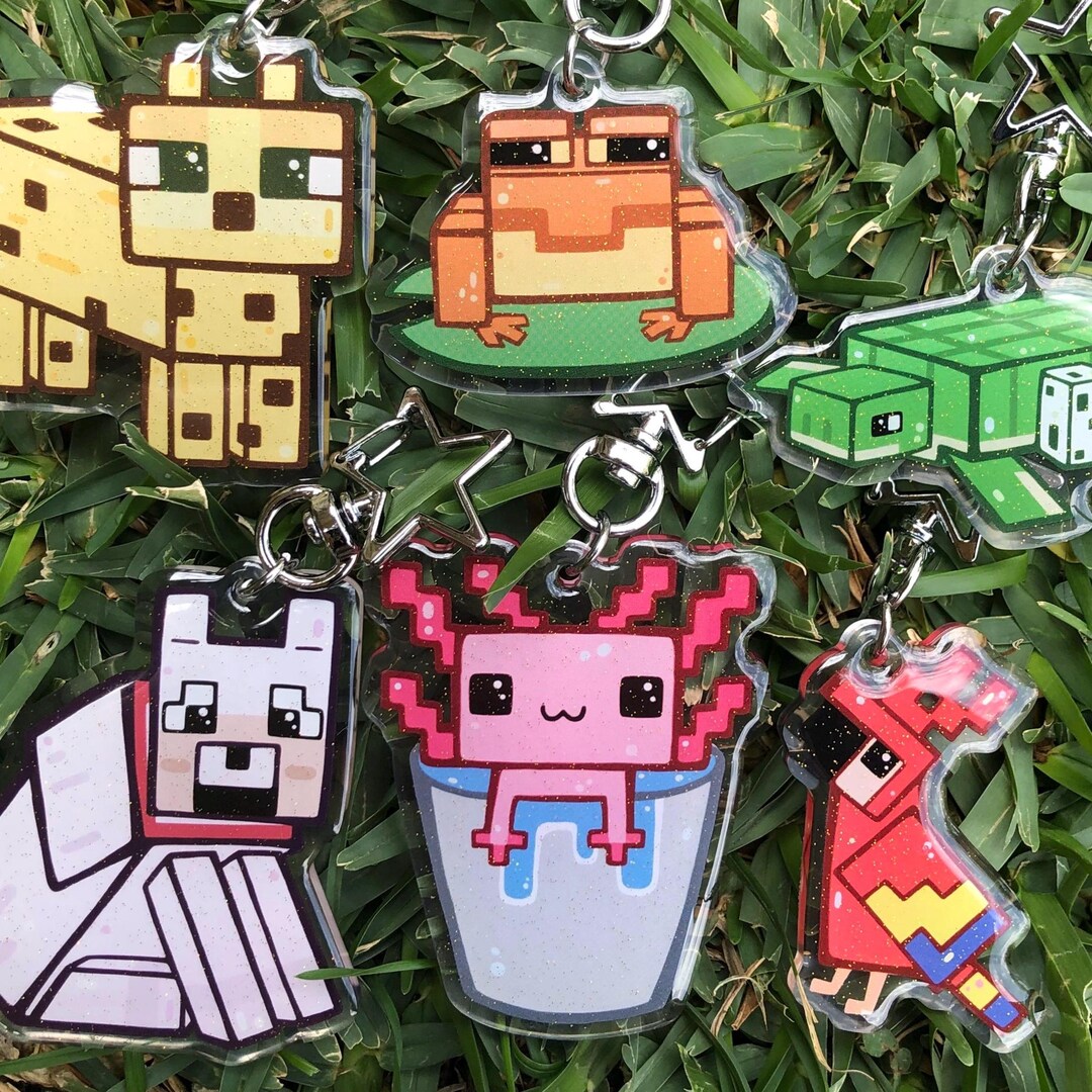 Minecraft Animals Keychain Axolotl Minecraft Parrot Cute Keychain Dog ...