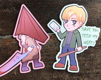 Pegatina de cabeza de pirámide de James en Silent Hill 2 Pegatina de Silent Hill Meme de James Sunderland Pegatina de cabeza de pirámide de Silent Hill SH2 Pegatina SH