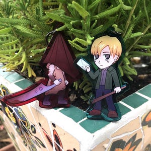 Silent Hill 2 James Keychain Pyramid Head Keychain Silent Hill Keychain James Sunderland Meme Silent Hill Pyramid Head Sticker SH2 Keychain
